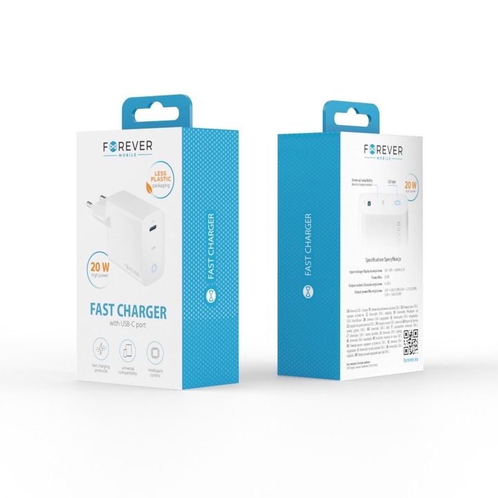 Forever Tc-06-20c Pd Qc Töltő 1x Usb-c 20w Fehér