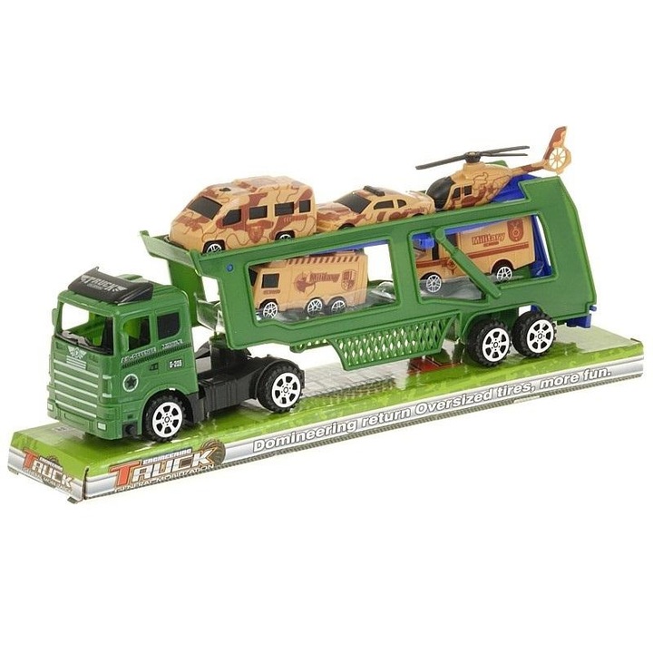 Set masinute, ADAR, laweta militara cu 5 vehicule, 32x16x6,5cm, PVC