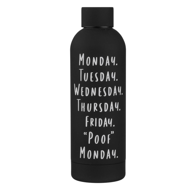 Sticla Izoterma Poof Monday 520ml, Otel Inoxidabil Negru Mat, Design Modern, Capacitate 520ml, Ideal pentru Bauturi Calde si Recete