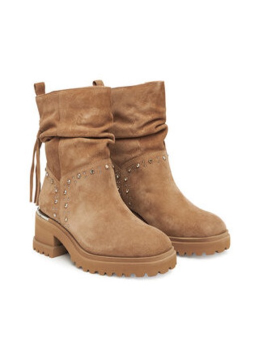 Botine dama, Alma En Pena, piele naturala, Maro/Bej