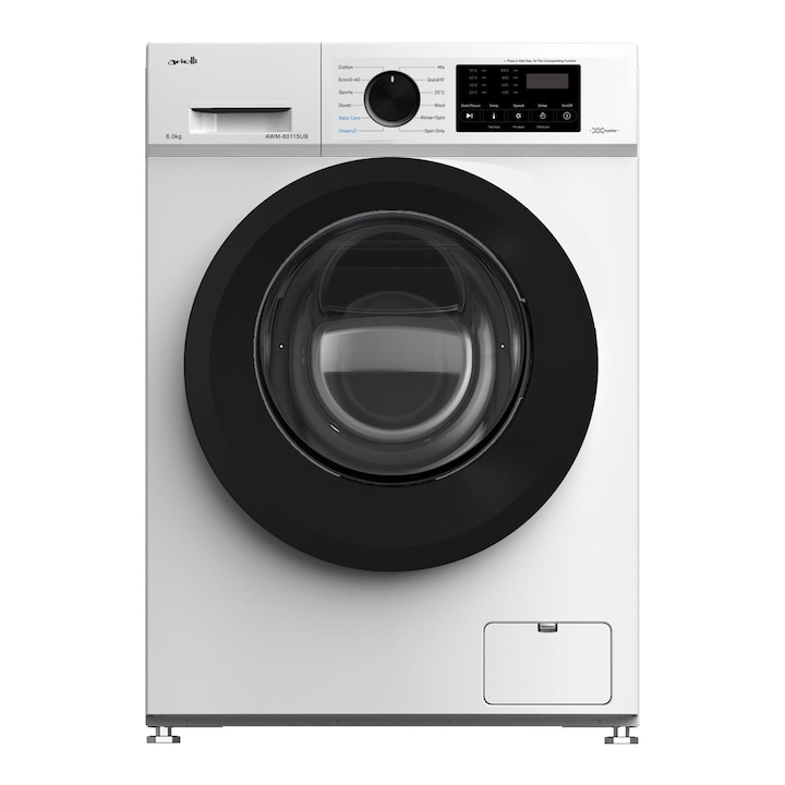 Masina de spalat Arielli AWM-60115UB, 12 programe, Functia de pornire amanata, Functie Steam, 1000 de rotiri, 6kg, Clasa A, Alba