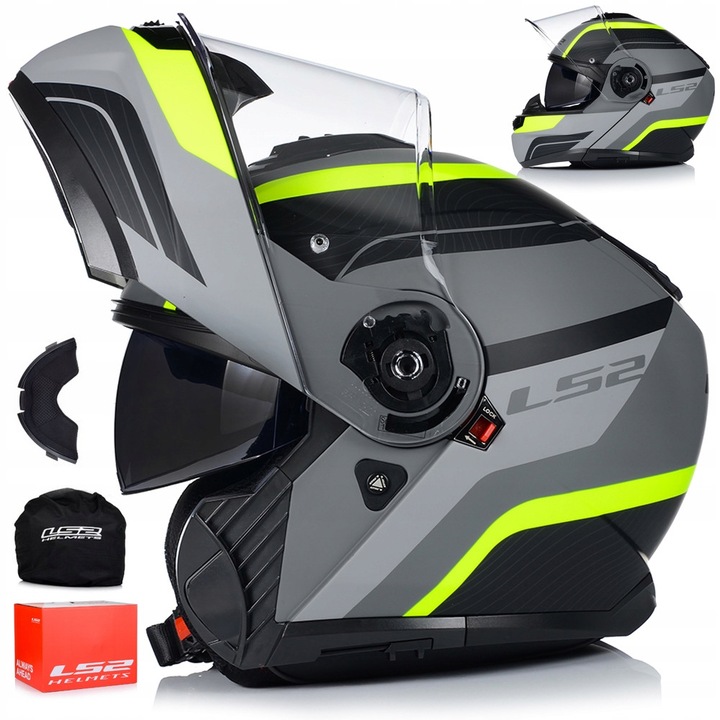 Casca Moto, LS2 FF908 Strobe II, Galben/Gri, Protectie UV, ABS, ECE 22.06, 3XL 65-66 cm