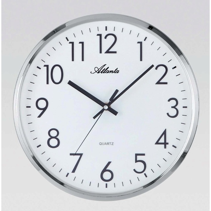 Ceas de perete Atlanta 4316, Quartz, Alb, Analogic, Modern