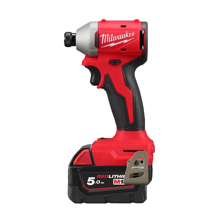Masina de insurubat cu impact Milwaukee M18 BLIDR-502X, 2 acumulatori 18V/5Ah, putere 190 Nm, dimensiuni compacte