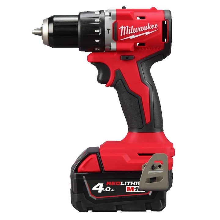 Masina de gaurit cu percutie Milwaukee M18 BLPDRC-402C, 2 acumulatori 4Ah, compacta, 60 Nm