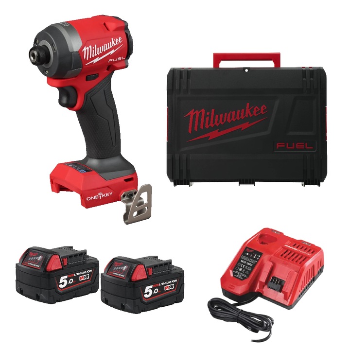 Masina de insurubat cu impact Milwaukee M18 ONEID3, 2 acumulatori 18V, design compact, control reglabil al turatiei