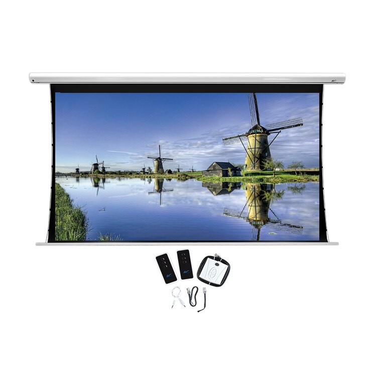 Ecran proiectie electric professional TENSIONAT EliteScreen Saker SKT100XHW-E12, marime vizibila: 221.5cm x 124.5cm