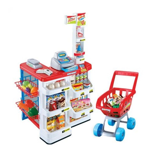 Set de joaca iMK® supermarket si carucior pentru cumparaturi