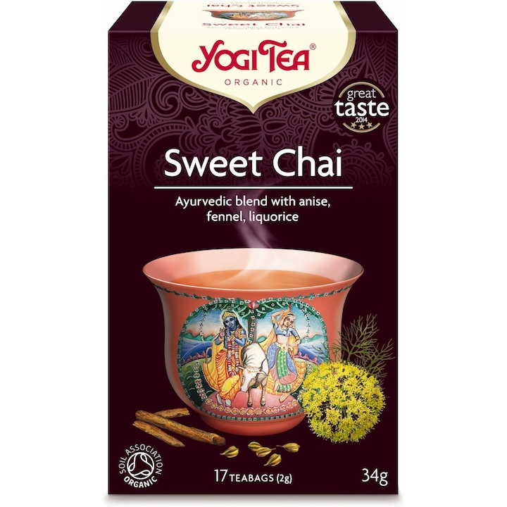 Ceai Bio Chai, Yogi Tea, 17 plicuri x 2g, 34g, cu ingrediente ecologice