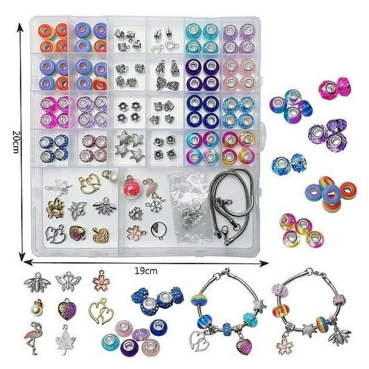 Kit pentru confectionarea bratarilor ADAR, bratari, charms, multicolor, 22x20x3cm