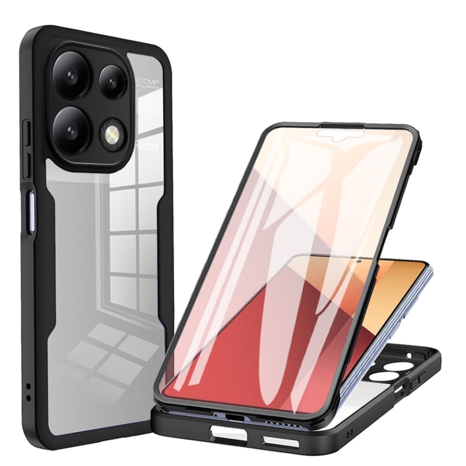 Husa + Folie pentru Xiaomi Redmi Note 13 Pro 4G / Poco M6 Pro 4G, SKYDDAR INNOVATION, [Pachet 360°] ColorVerse, set cu sticker, Negru