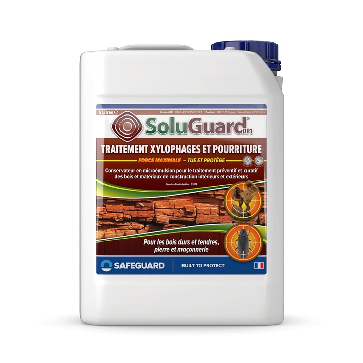 Solutie de Tratament lemn SoluGuard, 5 L, protectie fungicida, incolora, pentru interior si exterior