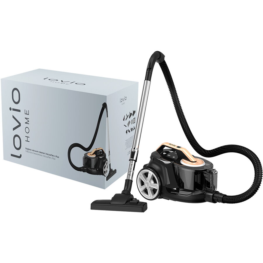 Aspirator fara sac LVCVC003, 900W, 10m, 3L, filtru HEPA, accesorii, Negru