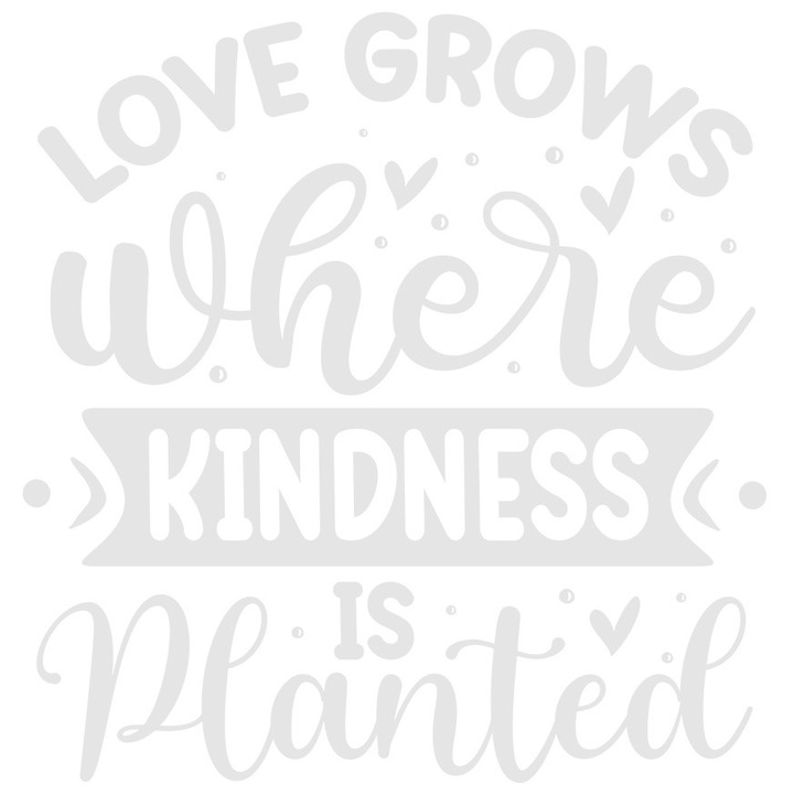 Sticker Exterior cu inimioare si textul "Iubirea creste acolo unde bunatatea este plantata", Vinyl Alb, 20 cm