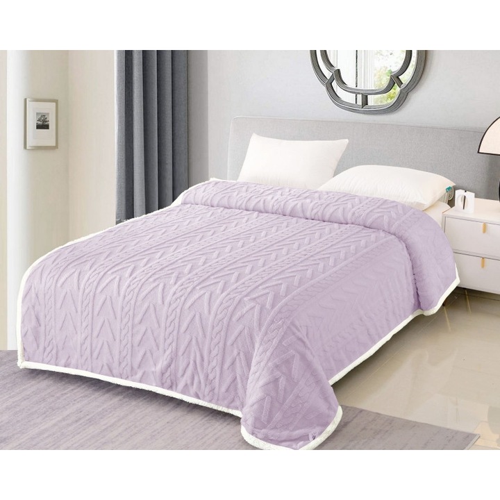 Patura Cocolino Groasa, Cu Blanita, 200x230cm, Tip Tricotaj, lila