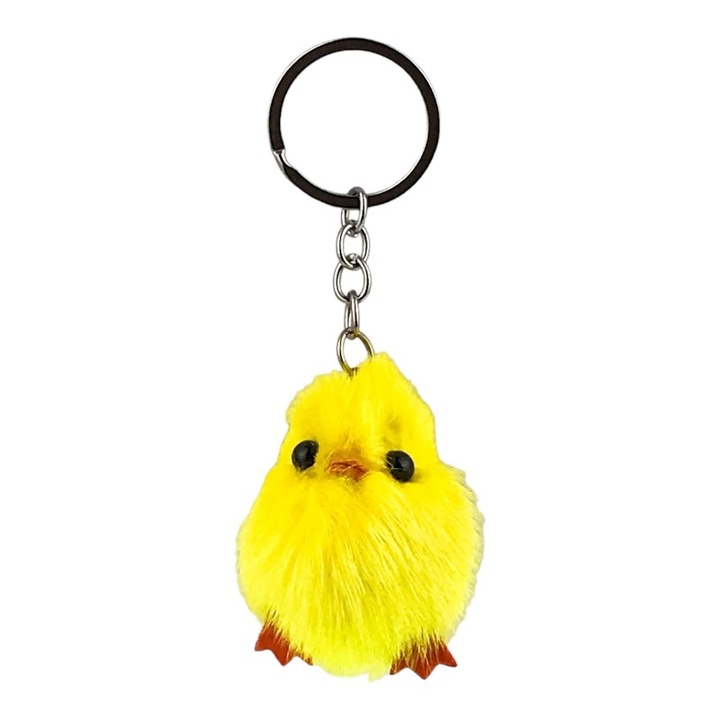 Breloc din material textil puisor, 4X8 cm galben