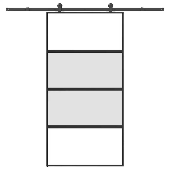 Usa glisanta, vidaXL, sticla securizata si aluminiu, 200x90cm