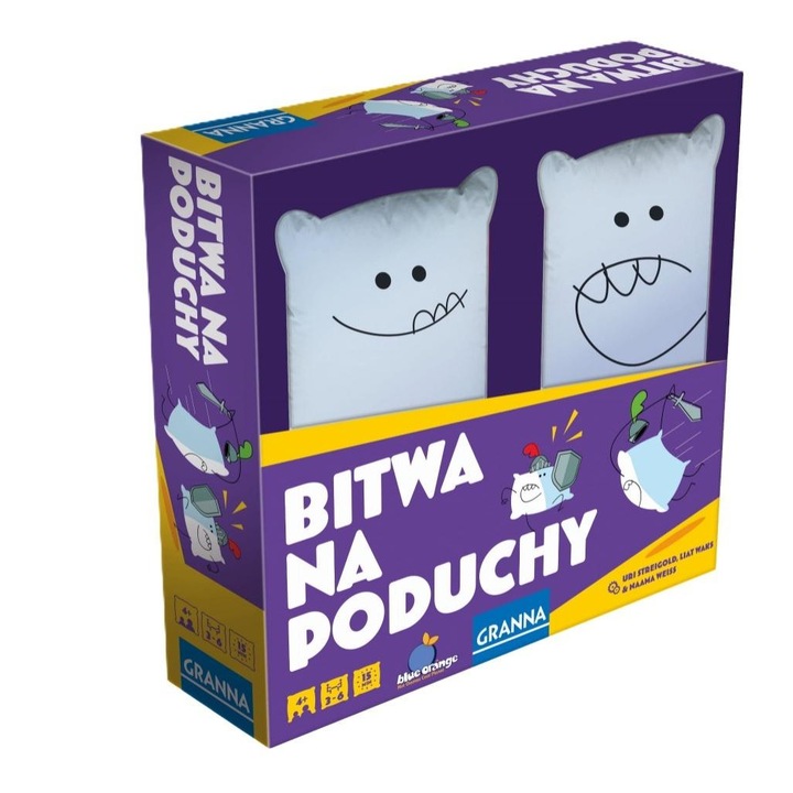 Párnacsatás játék, GRANNA, 2 párna, 56 kártya, többszínű