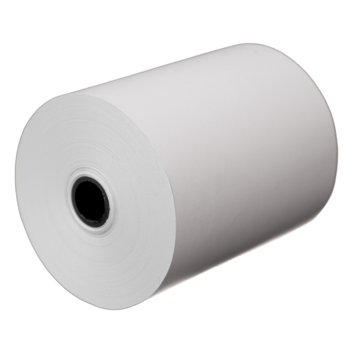 Rola hartie termica, sc bannat service srl, 80mmx60m, BPA Free, fara reclame, dunga rosie de avertizare