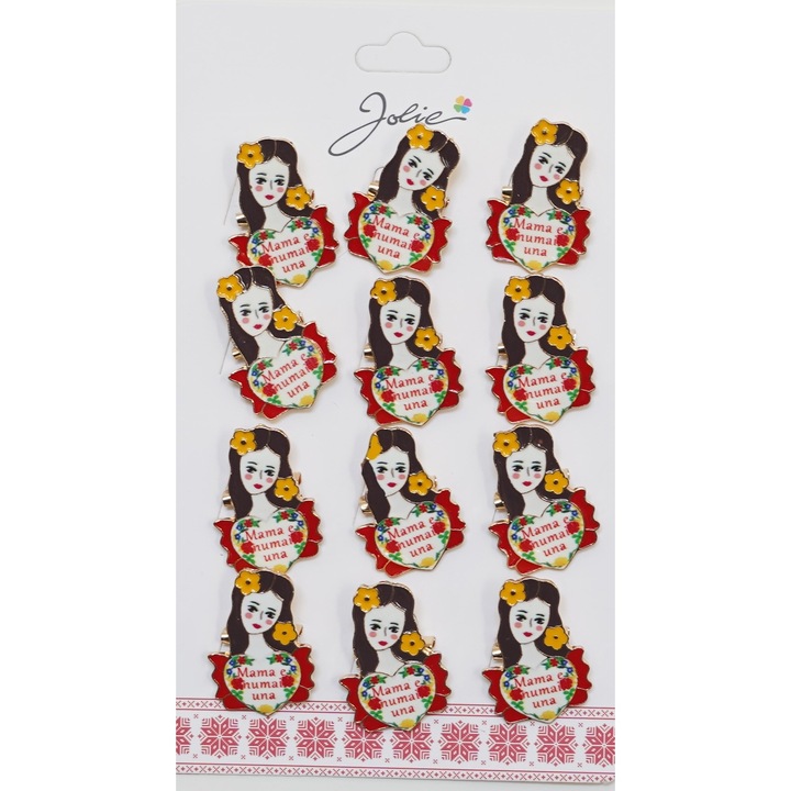 12 db-os szett bross Martisor Tavasz "Mama e Numai Una" üzenettel