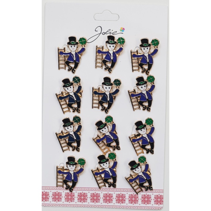 Set 12 Brose Martisor Primavara Cosar cu Trifoi, Leski, Multicolor