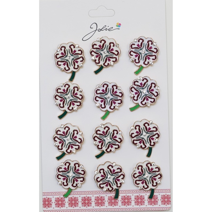 Set 12 Brose Martisor Primavara Trifoi cu Motiv Traditional