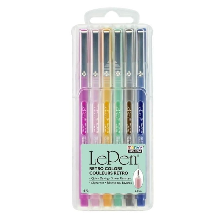 Pixuri Marvy Le Pen Retro set 6, ultracine, 0,3mm, multicolor