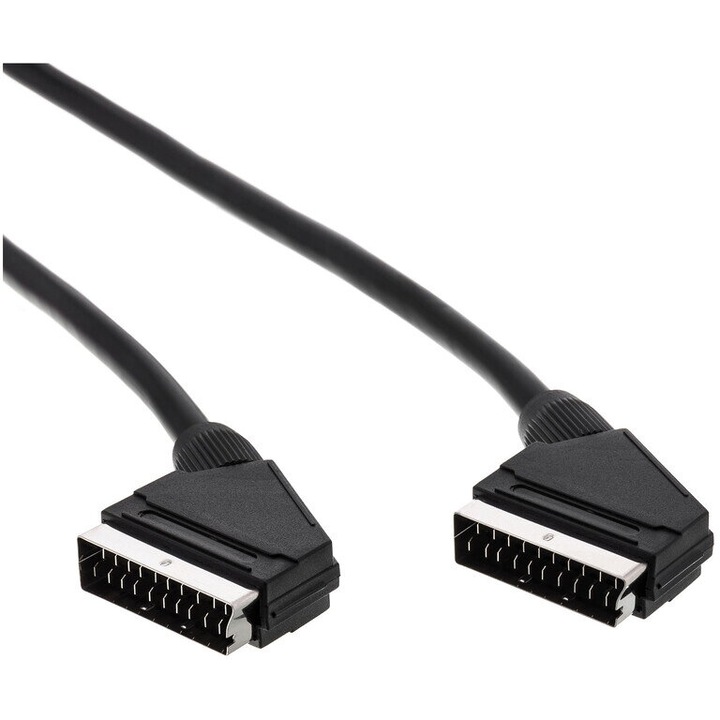 Cablu SCART Sencor 0.8m, negru, cu ecran dublu