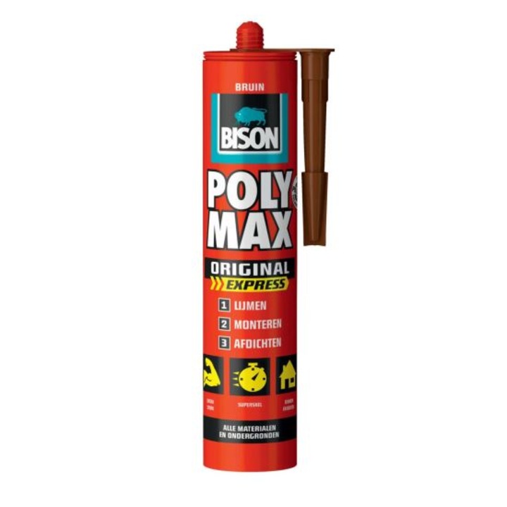 Adeziv si etanseizant MS Polimer BISON Poly Max Original Express, 425g, maro