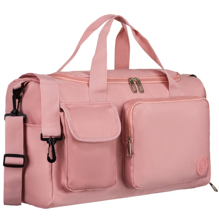Geanta De Voiaj, Peterson, 28x45x20 cm, Material Poliester, Capacitate 25 l, Compartimente 2, Buzunare 4, Lungimea Maxima A Curelei 122 cm, Geanta Sport Mare, Roz
