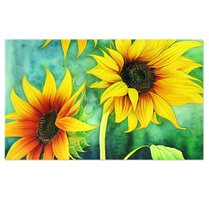 Tablou Canvas: Petale galbene in briza vantului - Floarea soarelui pe camp 120x80CM