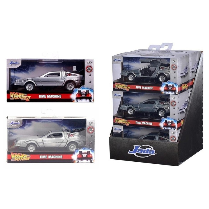 JADA Pojazd Time Machine Vissza a jövőbe kisautó, 1:32, 2 modell, 12,5cm, többszínű