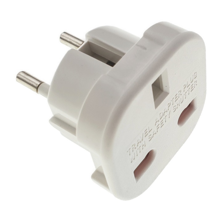 Set 2 Adaptoare priza UK la priza Europa, LRTM BT, Alb