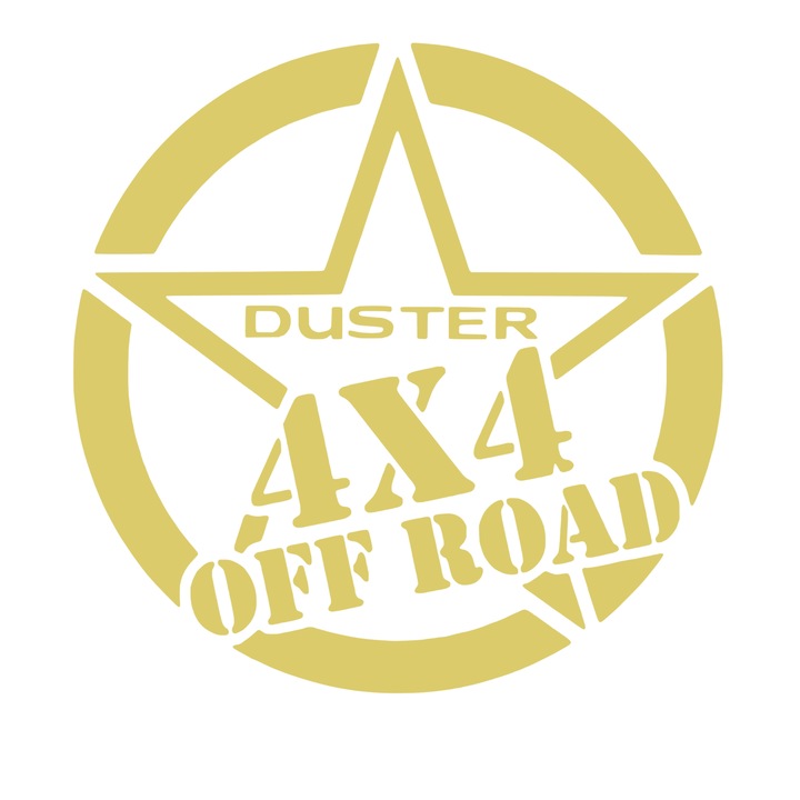 Sticker Stea Duster 4x4 off road auriu, 20cm