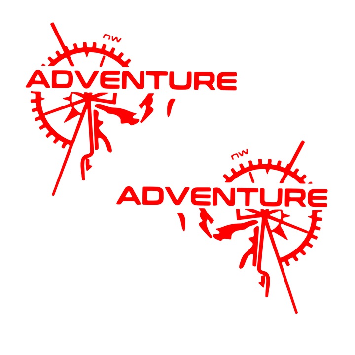 Set 2 Stickere Off Road Adventure cu Busola (stanga+dreapta), rosu