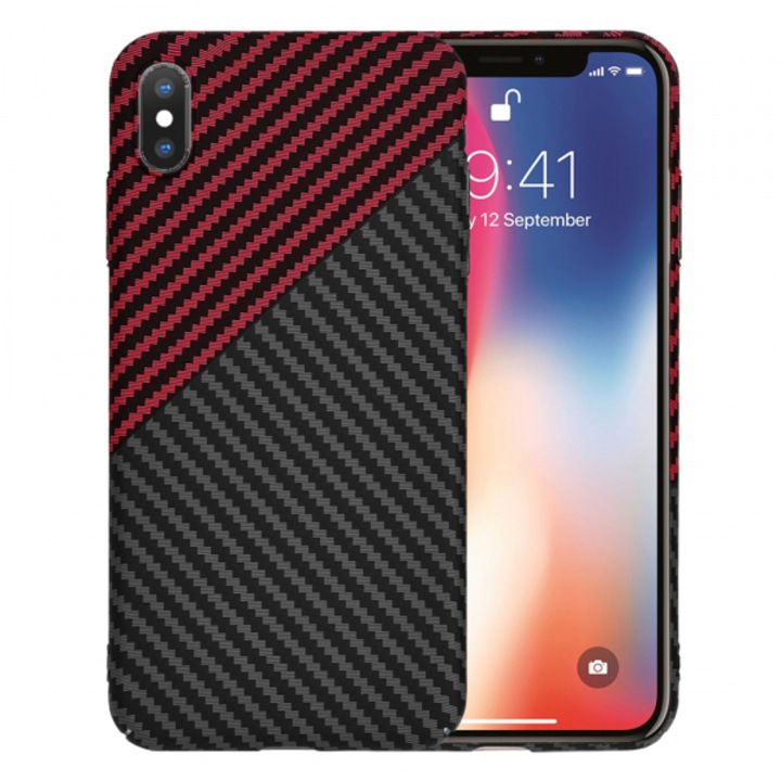 Husa pentru Apple iPhone XS / X, Carbonite FiberShell Vortex, Rosie
