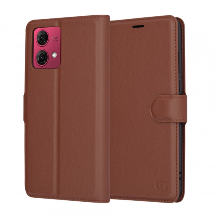 Husa pentru Motorola Moto G84, Leather Folio, Maro