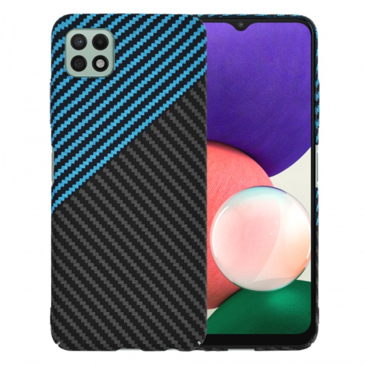 Husa pentru Samsung Galaxy A22 5G A226, Carbonite FiberShell, Bleu