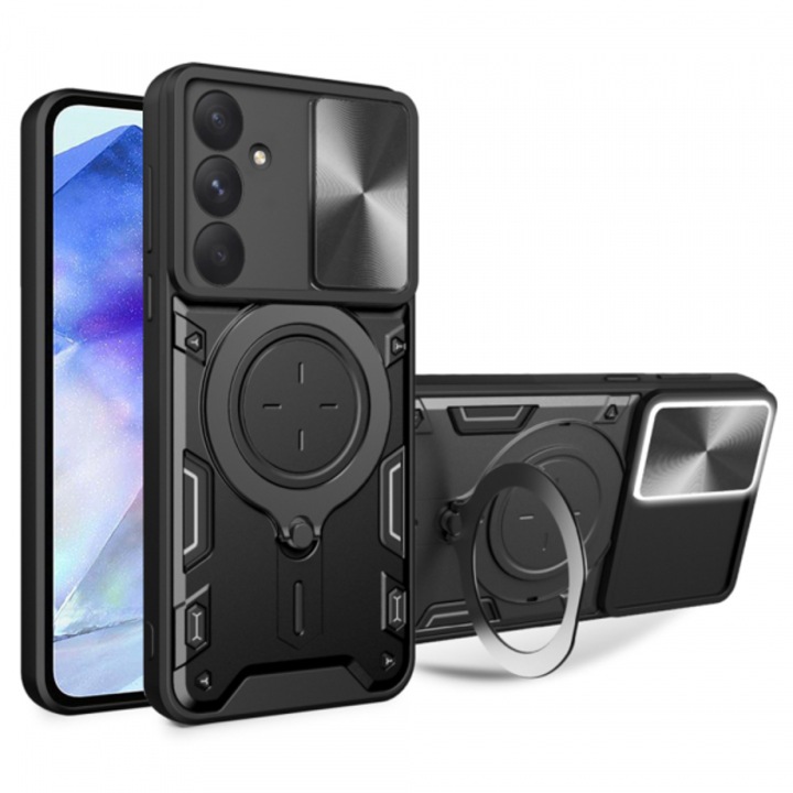 Husa pentru Samsung Galaxy A55 5G A556, CamGuard Pro, Neagra