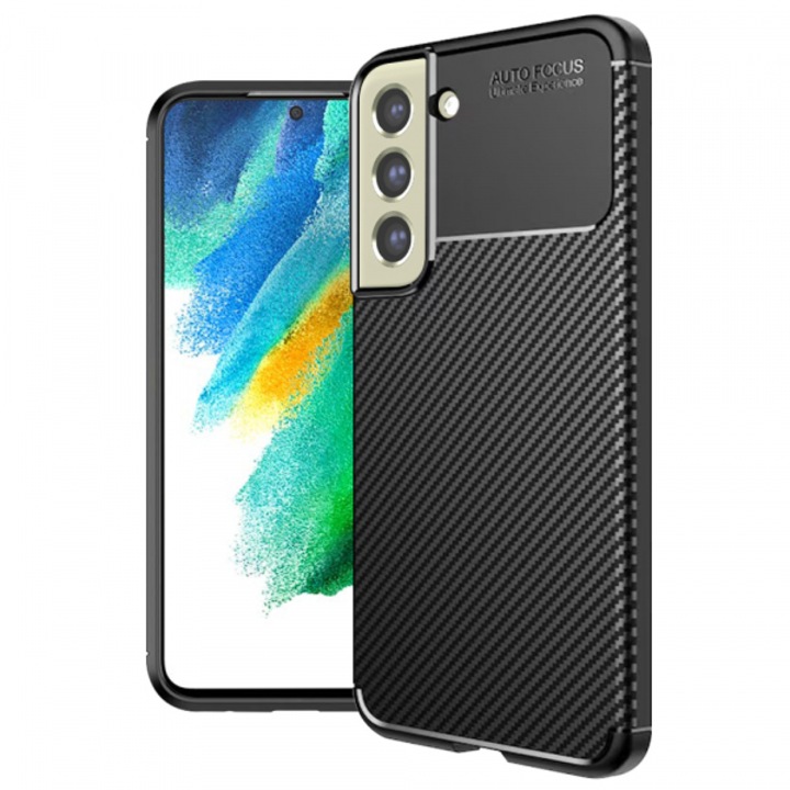 Husa pentru Samsung Galaxy S21 FE 5G G990, CarbonFiber, Neagra