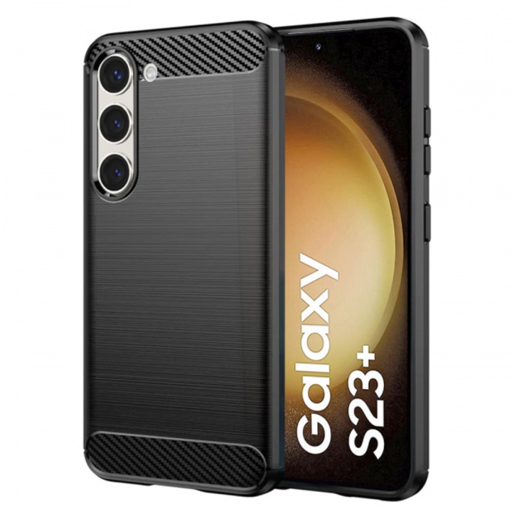 Tok Samsung Galaxy S23+ S916-hoz, Karbon, Fekete