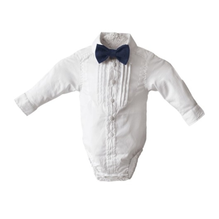 Camasa body botez baieti Innocence, maneca lunga, alb, 56 cm, 1-3 luni