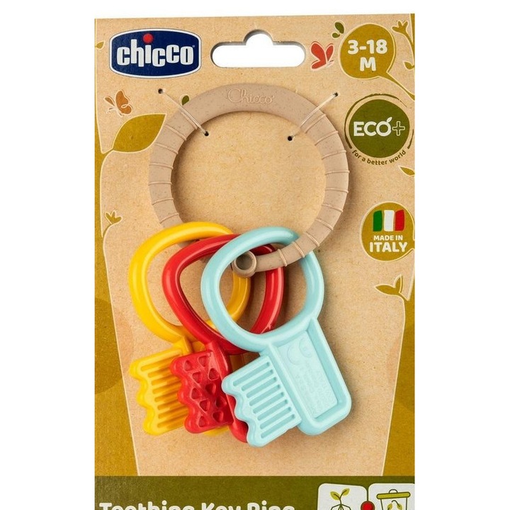 Csörgőjáték, Chicco, kulcsos modell, többszínű, 9x2x15cm, 3-18 hónap