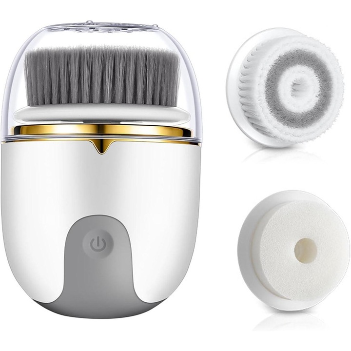 Perie electrica de curatare a fetei, impermeabila, reincarcabila USB, 3 capete interschimbabile