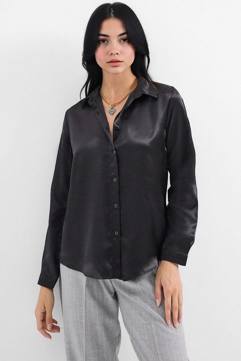 Camasi dama, HiCCUP, cu maneca lunga, negru, Negru