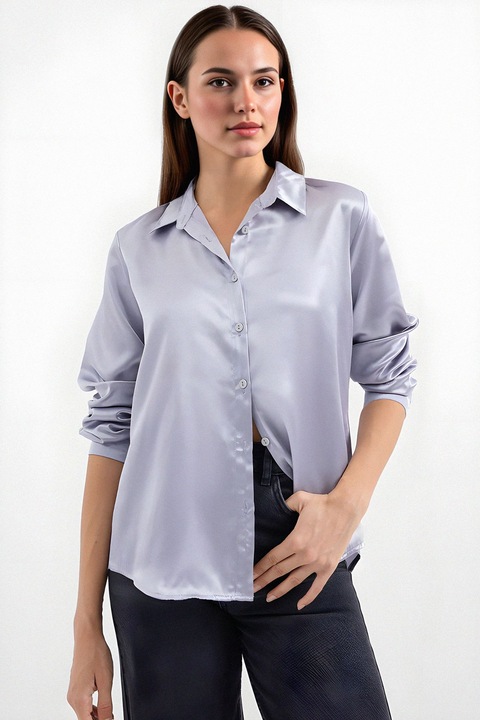 Női ing, HiCCUP, hosszú ujjú ing, szatén, világos lila