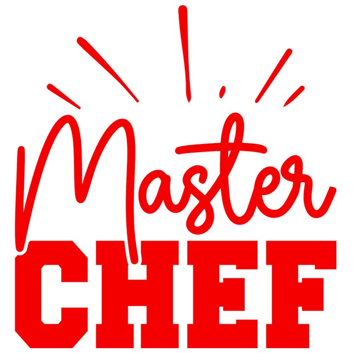 Sticker Exterior pentru un bucatar sef - gatit pasiune efort, Vinyl Rosu, 25 cm