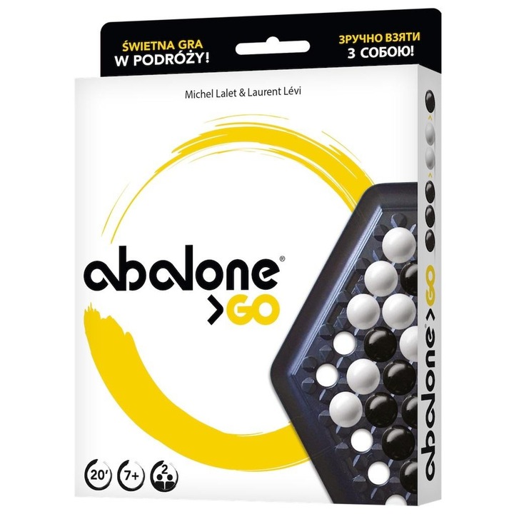Joc de societate Abalone GO, REBEL, 14 bile albe, 14 bile negre, dimensiune compacta
