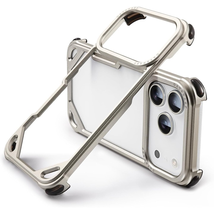 Husa metalica Oatsbasf pentru iPhone 17 Pro Max, protectie la socuri, design subtire, natural titanium