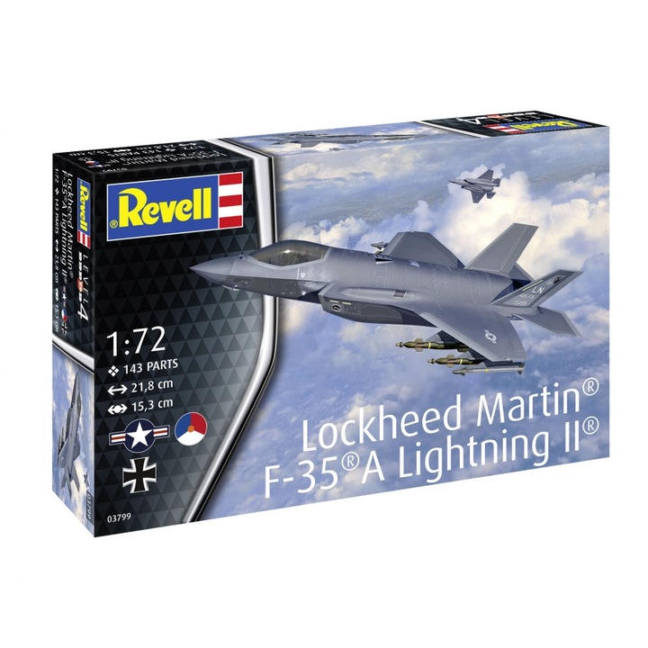 Macheta de asamblare, Revell, avion de vanatoare Lockheed Martin F-35 A Lightning II, 143 de piese